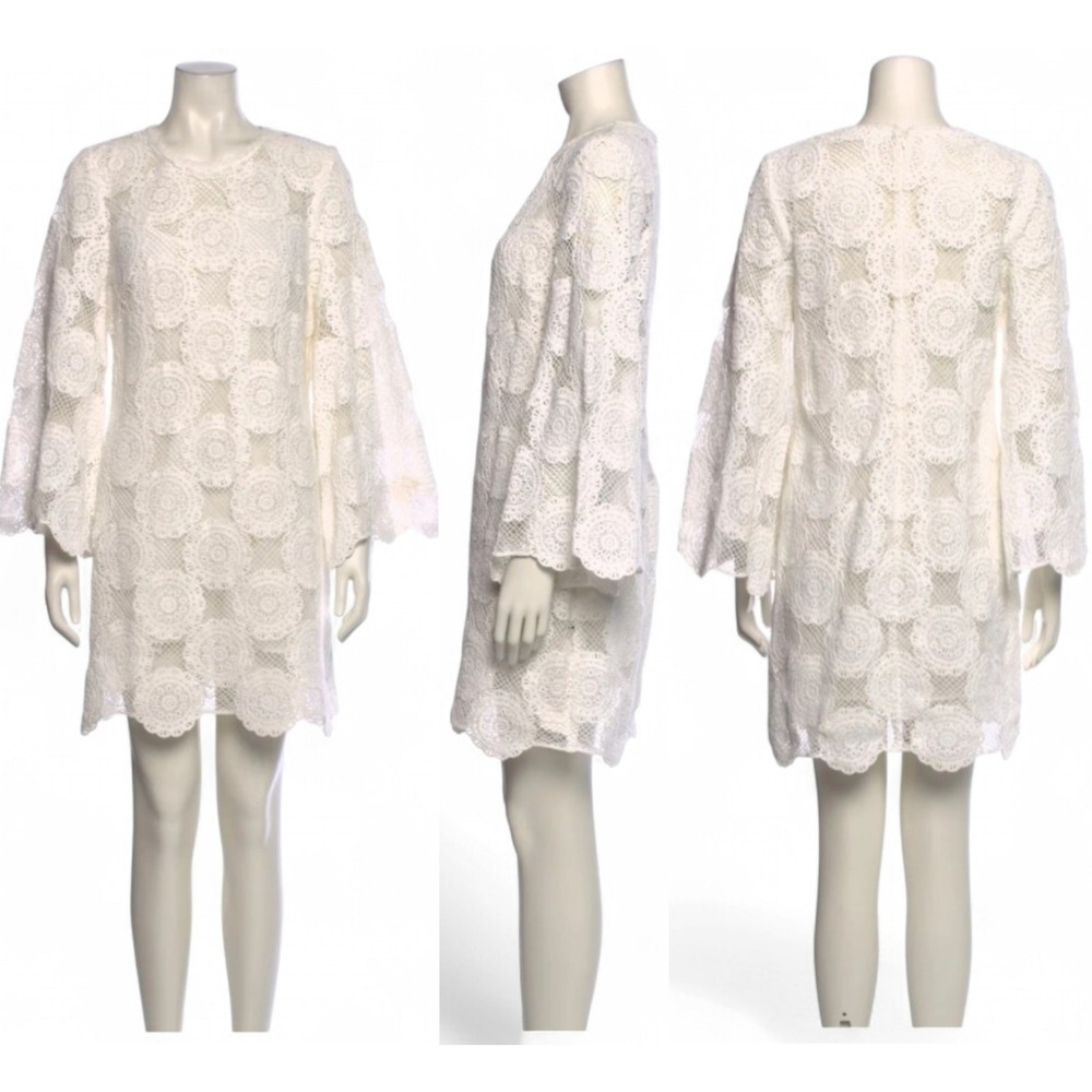 Zimmermann Junie Ivory Crochet Lace Tunic Mini Dress Resort 3/L/10 Bridal Boho - Picture 9 of 9